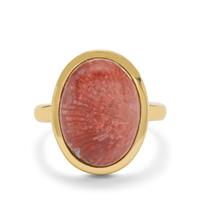 Red Horn Coral Ring in Gold Plated Sterling Silver 8cts