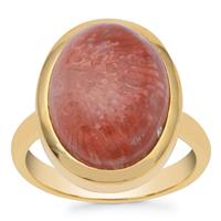 Red Horn Coral Ring in Gold Plated Sterling Silver 8cts