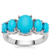 Sleeping Beauty Turquoise Ring in Rhodium Flash Sterling Silver 2.98cts
