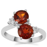 Madeira Citrine Ring with White Zircon in Sterling Silver 2.26cts
