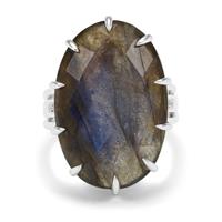 Labradorite Ring with White Zircon in Sterling Silver 20.30cts