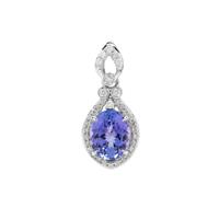AAA Tanzanite Pendant with Diamond in 18K White Gold 2.55cts