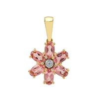 Nigerian Pink Tourmaline Pendant with White Zircon in 9K Gold 1.30cts