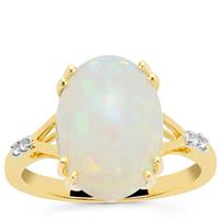 Ethiopian Opal Ring with White Zircon in 9K Gold 4.30cts