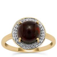 Ethiopian Black Opal Ring with White Zircon in 9K Gold 1.85cts
