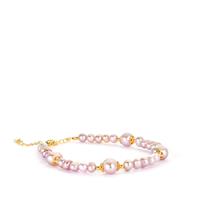 Naturally Lavender Cultured Pearl Bracelet  in Gold Tone Sterling Silver