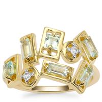 Aquaiba™ Beryl Ring with White Zircon in 9K Gold 0.75ct