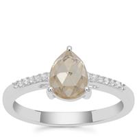 Rose Cut Plush Diamond Sunstone Ring with White Zircon in Sterling Silver 0.97ct