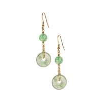 Green Aventurine Earrings in Gold Tone Sterling Silver 17cts