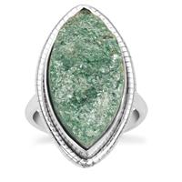 Fuchsite Drusy Ring in Sterling Silver 11cts