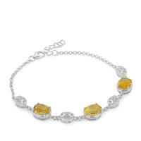 Caribbean Amber Bracelet with White Zircon in Sterling Silver 2.13cts