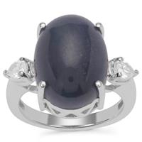 Bharat Sapphire Ring with White Zircon in Sterling Silver 16.10cts