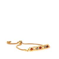 Baltic Cognac and Green Amber Slider Bracelet with Baltic Champagne Amber in Gold Tone Sterling Silver (4mm)