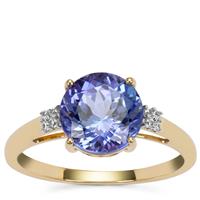 AA Tanzanite Ring with White Zircon in 9K Gold 2.70cts