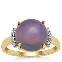 Purple Moonstone Ring with White Zircon in 9K Gold 5.45cts