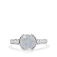 Blue Moon Quartz Ring with White Zircon in Sterling Silver 2.05cts