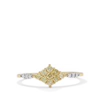 Natural Yellow Diamonds Ring with White Diamonds in 9K Gold 0.36ct