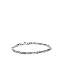 7.25" Rhodium Plated Sterling Silver Altro Twist Snake and Ball Bracelet 5.40g