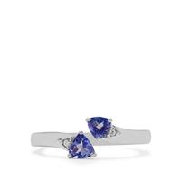 Tanzanite Ring with White Zircon in Sterling Silver 0.55ct