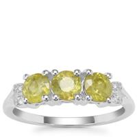 Ambilobe Sphene Ring with White Zircon in Sterling Silver 1.37cts