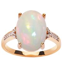 Ethiopian Opal Ring with Diamond in 9K Gold 3.55cts
