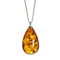 Baltic Cognac Amber Slider Necklace in Sterling Silver (47x29mm)