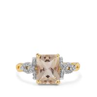 Champagne Serenite Ring with White Zircon in 9K Gold 2.20cts