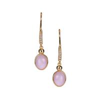 Kunzite Earrings with White Zircon in Gold Flash Sterling Silver 4.50cts