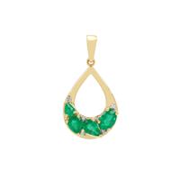 Zambian Emerald Pendant with Diamond in 9K Gold 1.30cts