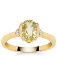 Minas Novas Hiddenite Ring with Diamond in 9K Gold 1.85cts