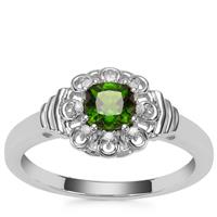 Chrome Diopside Ring with Diamond in Sterling Silver 0.68cts