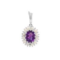 Zambian Amethyst Pendant with Kaori Cultured Pearl in Sterling Silver