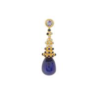 Thai Sapphire, Tanzanite Pendant with White Zircon in Gold Plated Sterling Silver 10.55cts (F)
