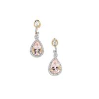 Cherry Blossom™ Morganite Earrings with White Zircon in 9K Gold 3.05cts