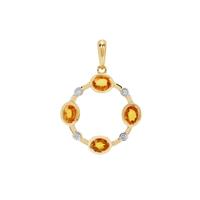 Songea Canary Sapphire Pendant with Diamond in 9K Gold 1.10cts