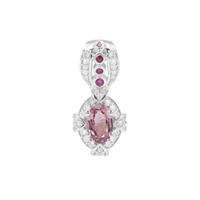 Burmese Spinel, Sakaraha Pink Sapphire Pendant with White Zircon in Sterling Silver 0.87ct