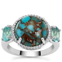 Egyptian Turquoise Ring with Madagascan Blue Apatite in Sterling Silver 5.85cts