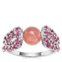 Rhodochrosite Ring with Rajasthan Garnet in Sterling Silver 3.70cts