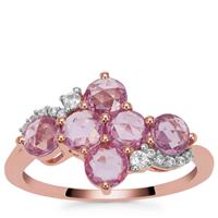Rose Cut Purple Sapphire Ring with Ratanakiri Zircon in 9K Rose Gold 1.90cts