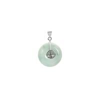 30ct Type A Burmese Jadeite Sterling Silver Tree of Life Pendant