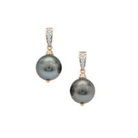 Tahitian Cultured Pearl Earrings with Diamond in 9K Gold (11mm)