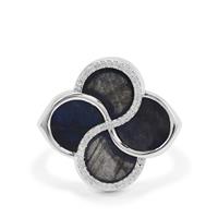 Labradorite Ring with White Zircon in Sterling Silver 3.75cts