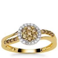 Cape Champagne Diamond Ring with White Diamond in 9K Gold 0.50ct