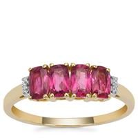 Nigerian Rubellite Ring with White Zircon in 9K Gold 1cts