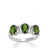 Chrome Diopside Ring with White Topaz in Sterling Silver 2.47cts