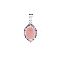 Queen Conch Pendant with Blue & Pink Sapphire in Sterling Silver