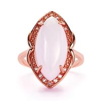 Type A Lavender Jadeite Ring with White Topaz in Rose Gold Tone Sterling Silver 8.09cts