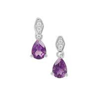 Moroccan Amethyst Earrings with White Zircon in Sterling Silver 1.45cts