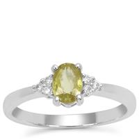 Ambilobe Sphene Ring with White Zircon in Sterling Silver 0.79ct