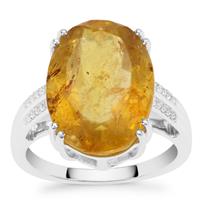 Dominican Amber Ring with White Zircon in Sterling Silver 4.05cts